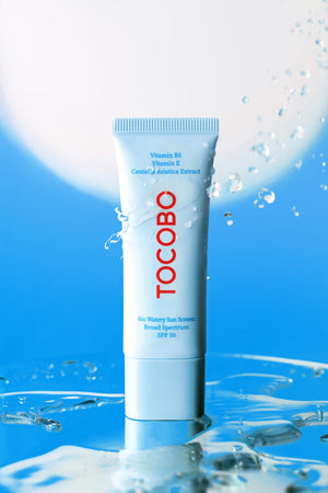 TOCOBO Bio Watery Sun Cream texture and bottle
