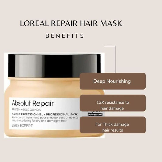 L'Oreal ABSOLUT REPAIR PROTEIN + GOLD QUINOA Mask PROFESSIONAL 500ml