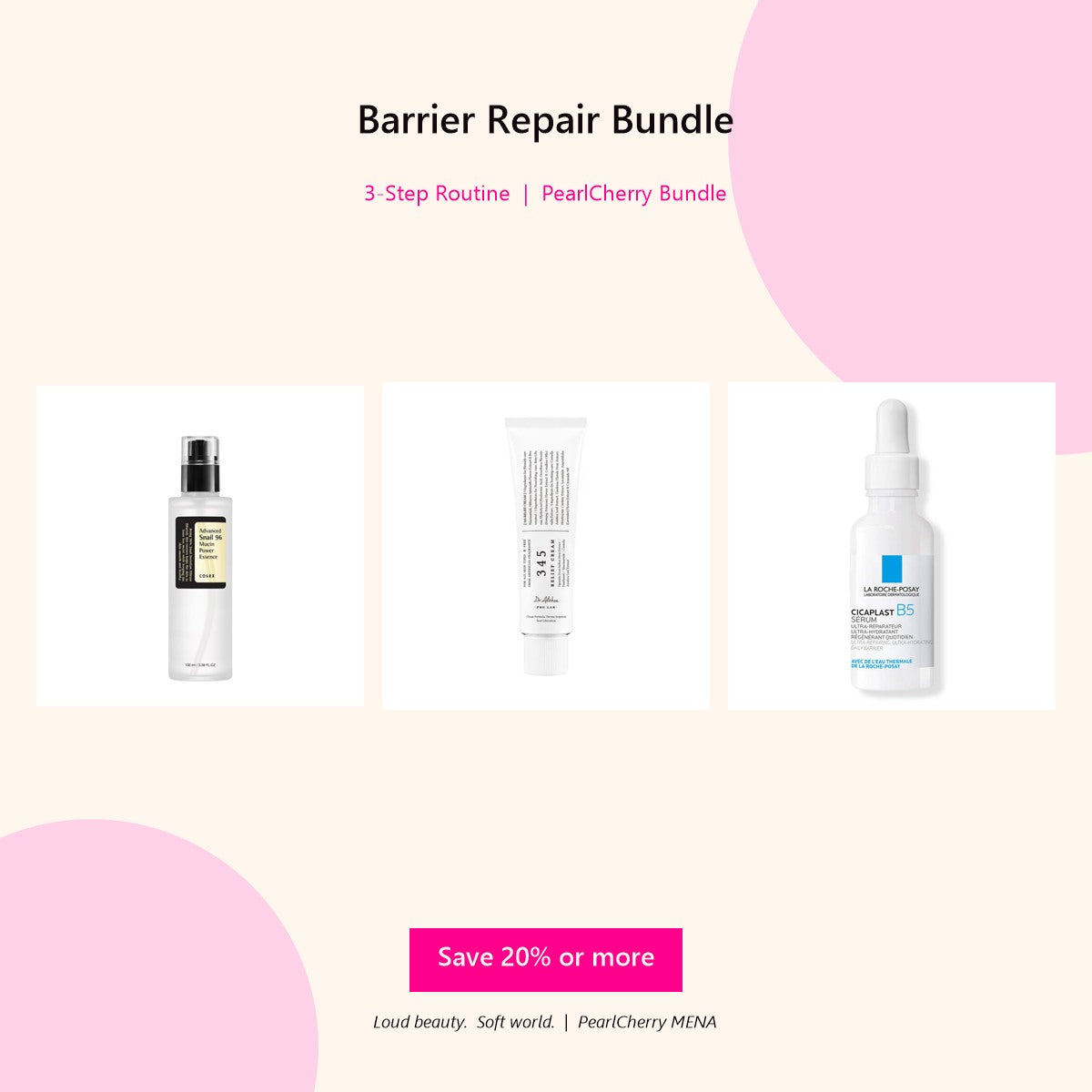 Barrier Repair Bundle: COSRX Snail Mucin, Dr Althea 345 Relief Cream, La Roche-Posay Cicaplast B5