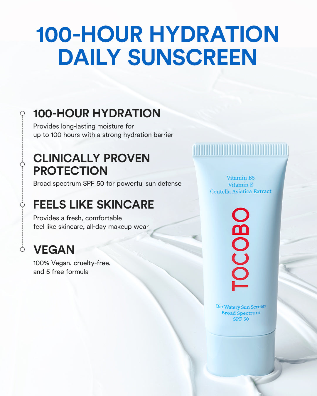 TOCOBO sunscreen watery lightweight texture demonstration