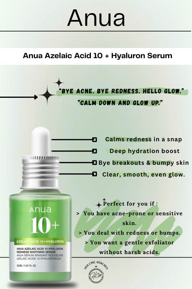 Anua Azelaic Acid 10 Hyaluron Redness Soothing Serum