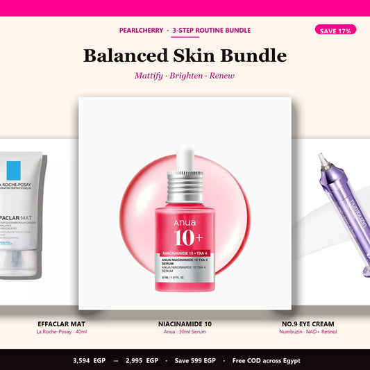 Balanced Skin Bundle by PearlCherry — Effaclar Mat, Anua Niacinamide 10, Numbuzin No.9 Eye Cream. Save 17%.