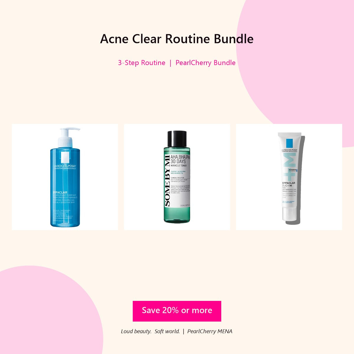 Acne Clear Routine Bundle: Effaclar Foaming Gel, Some By Mi Toner, Effaclar Duo+ M