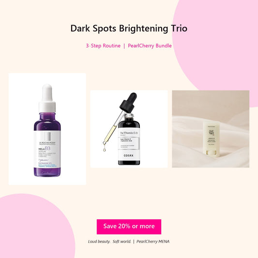 Dark Spots Brightening Trio: La Roche-Posay Mela B3, COSRX Vitamin C 23, Beauty of Joseon SPF